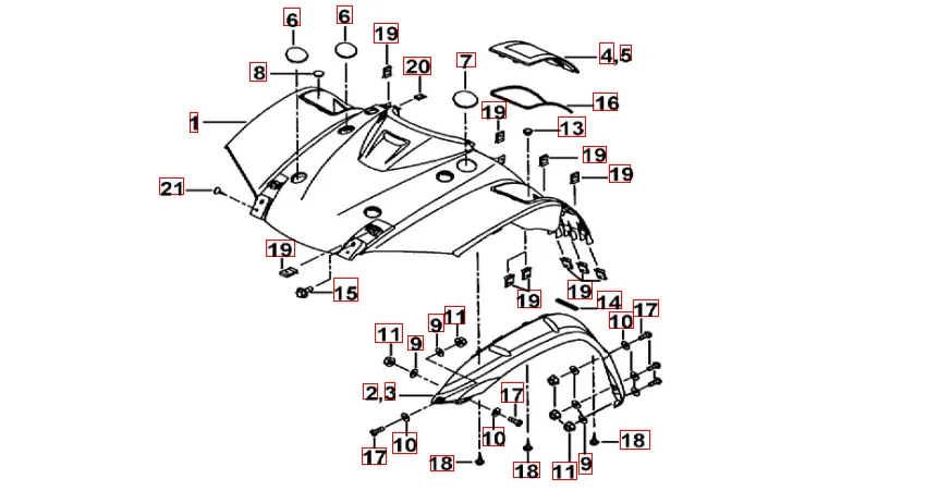 Frontverkleidung racing-blaumatt-orange Frontverkleidung racing-blaumatt-orange