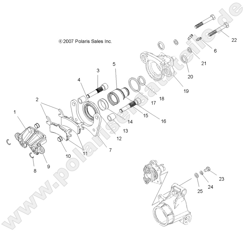 BRAKES, REAR CALIPER (Produktionsdatum vor 15/12/2008 )