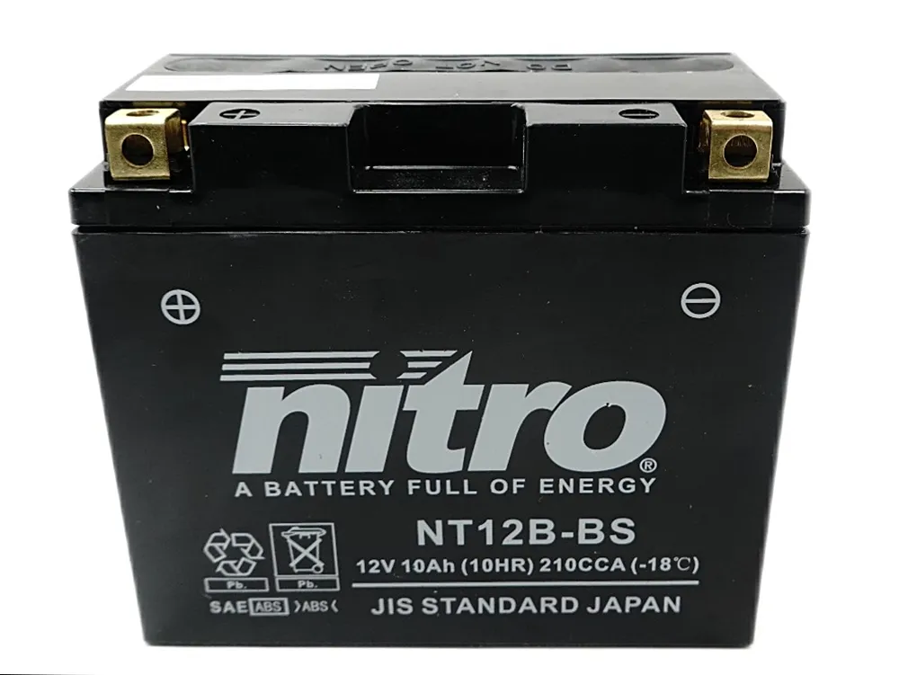 Nitro NT12B-BS AGM Batterie 12V 10AH - Einbaufertig (YT12B-BS YT12-B4)