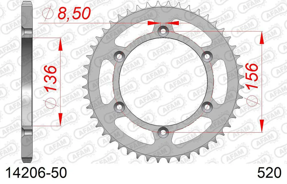 14206-50 AFAM Kettensatz Stahl 520 MR2-G 13x50 - Husqvarna CR 125 1998-13 - KIT106141