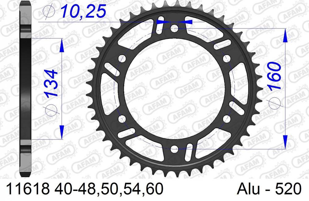 AFAM Racing Kettenrad Aluminium hinten - 520 - 11618