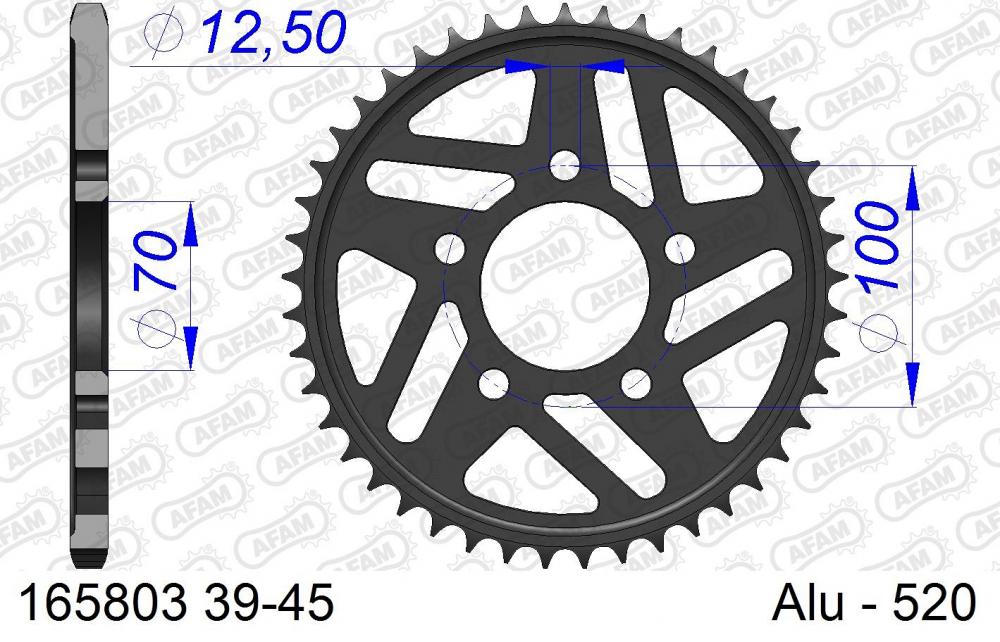 AFAM Racing Kettenrad Aluminium hinten - 520 - 165803