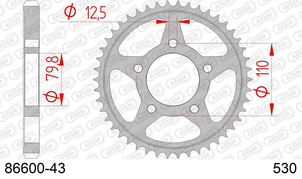 AFAM Kettensatz Stahl 530 XMR3 17x43 - Triumph Daytona 900 1994-01 - KIT107831