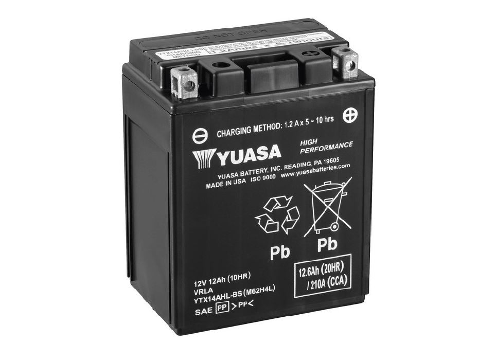 Yuasa YTX14AHL-BS AGM Batterie 12V 12AH - Einbaufertig (YB14L-A2, 12N14-3A)