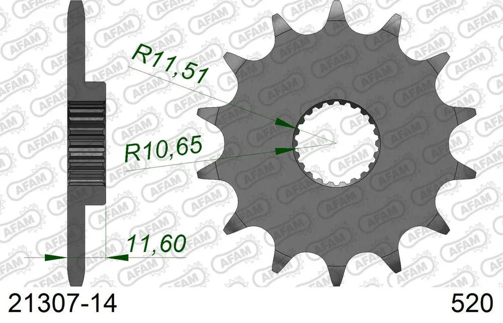 21307-14 AFAM Kettensatz Stahl 520 XRR3-G 14x44 - Yamaha TT 250 R 1993-99 - 01226700