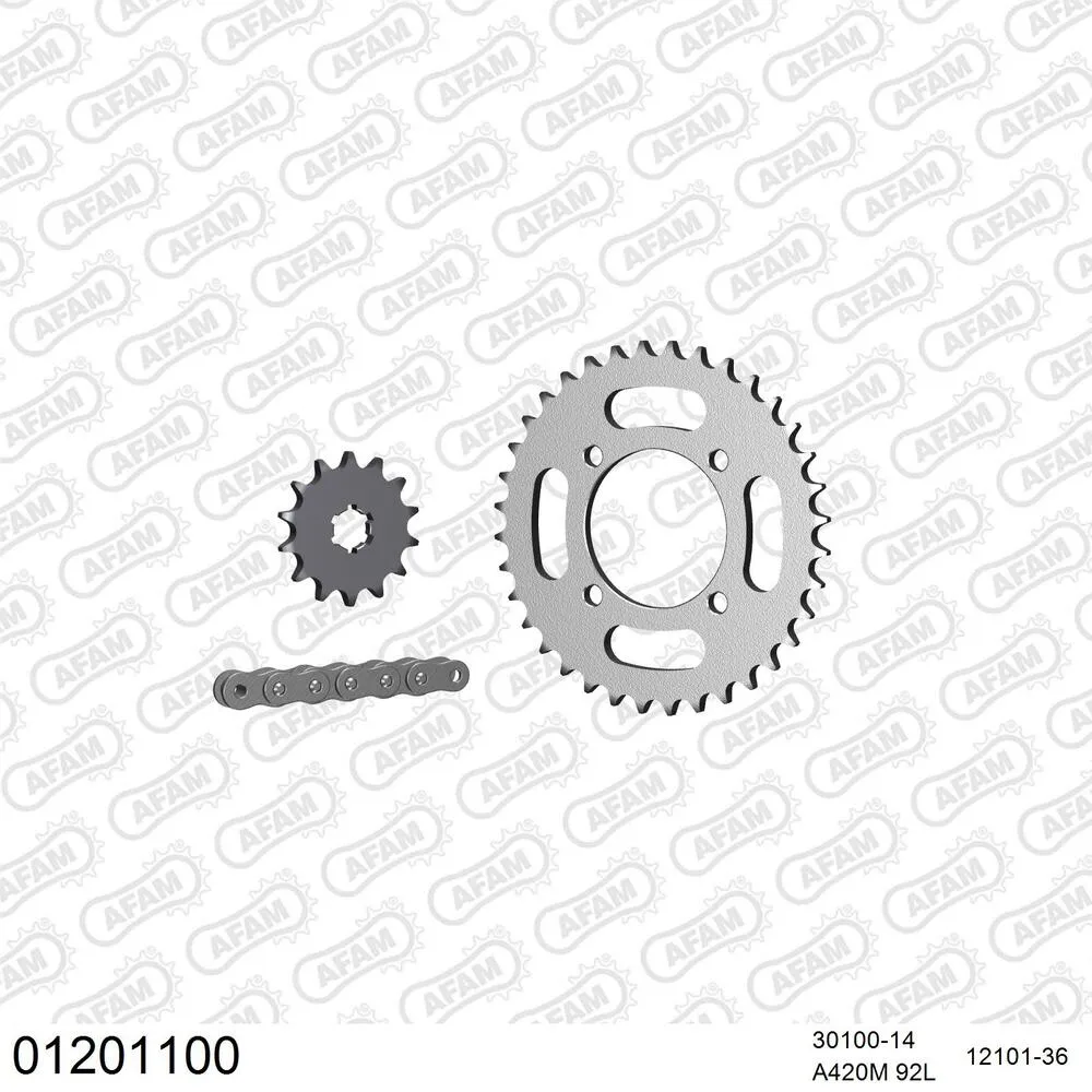 AFAM Kettensatz Stahl 420 M 14x36 - Yamaha LC 50 MX Bop 1980 - 01201100
