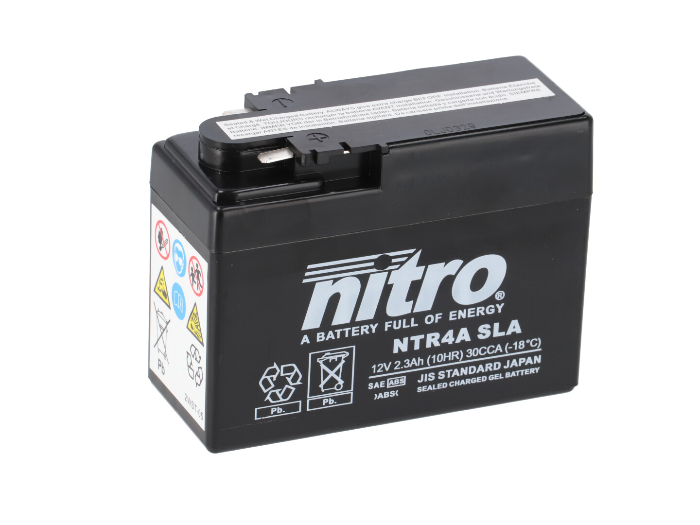 Nitro NTR4A SLA GEL AGM Batterie 12V 2,3AH - Einbaufertig (YTR4)