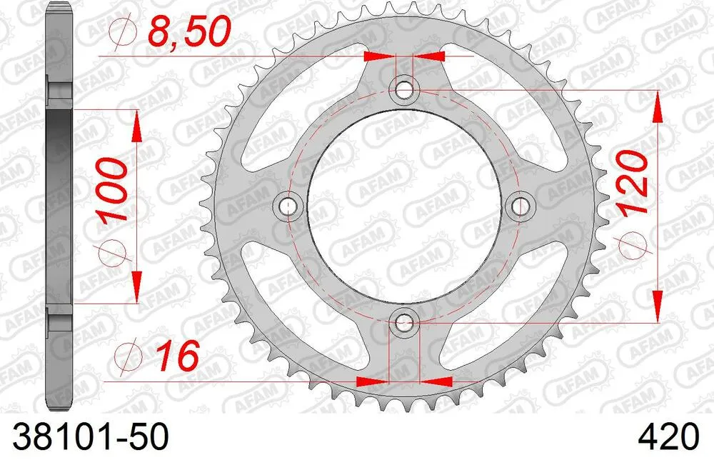 38101-50 AFAM Kettensatz Stahl 420 R1-G 11x50 - Beta RR 50 Motard 2008-11 - KIT108121
