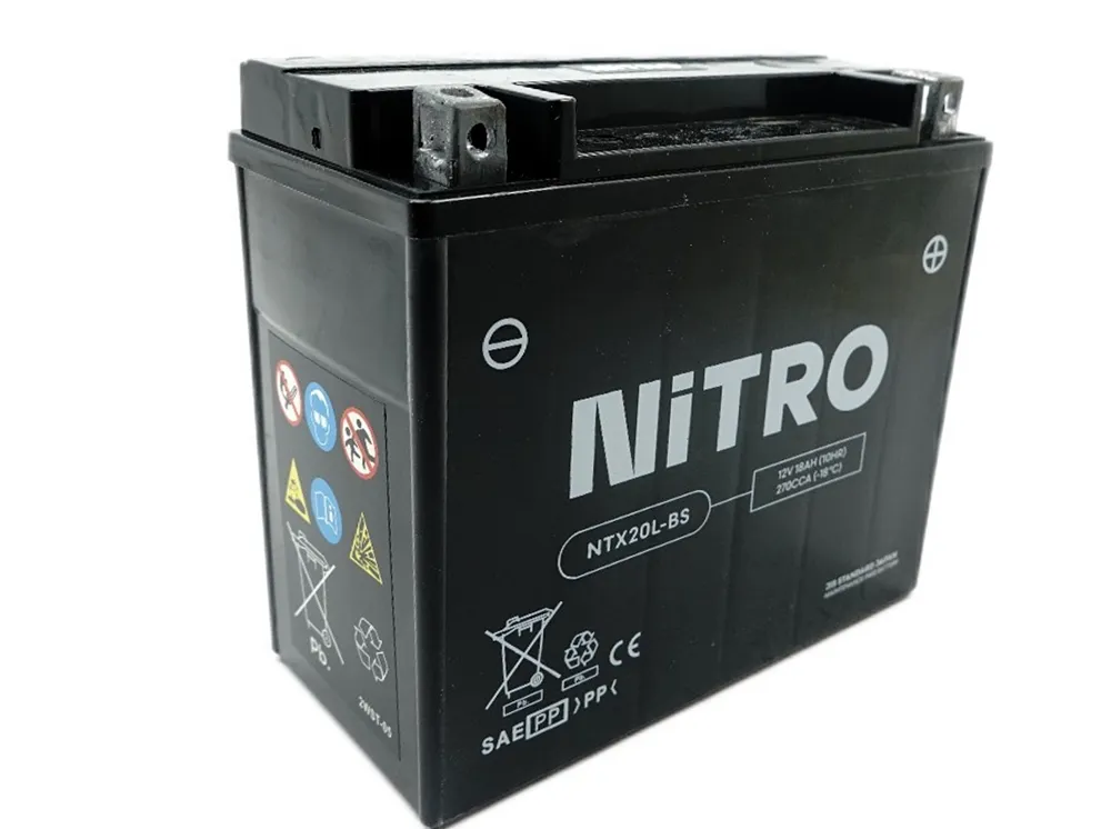 Nitro NTX20L-BS AGM Batterie 12V 18AH - Einbaufertig (YTX20L-BS FTX20L-BS)