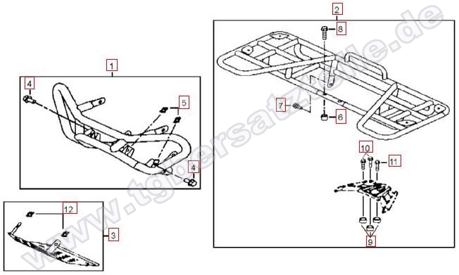 Stoßstange vorne-Gepäckträger hinten