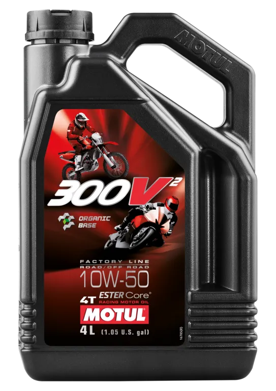 Motul_110294_300V2_FL_10W50_DE_4L Motul Motoröl 300V² 4T Factory Line Road / Offroad Racing 10W50 - 4 Liter