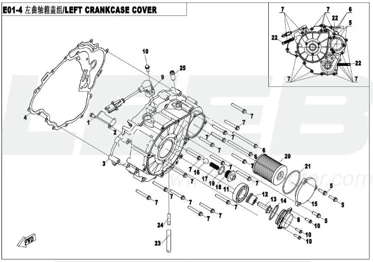 Motorgehäuse links - Ölfilter