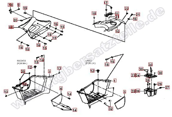 Fussstützen und Tankabdeckung