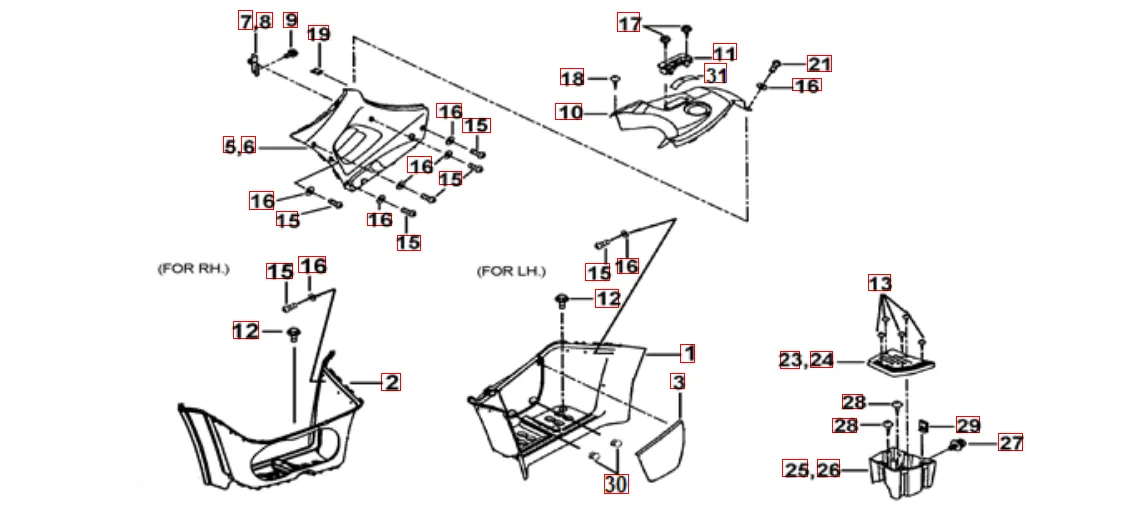 Fussstützen und Tankabdeckung Fussstützen und Tankabdeckung