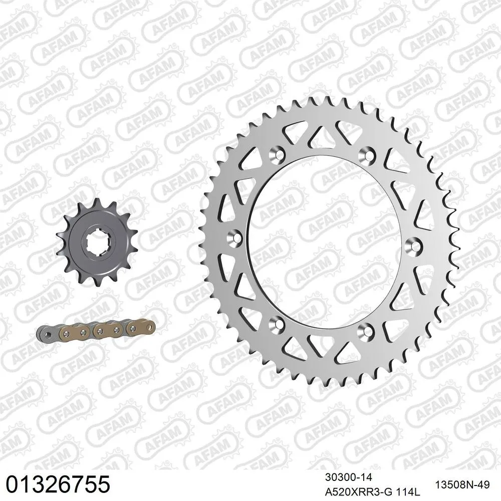 01326755 AFAM Kettensatz Aluminium 520 XRR3-G 14x49 - Yamaha WR 250 1989-90 - 01326755