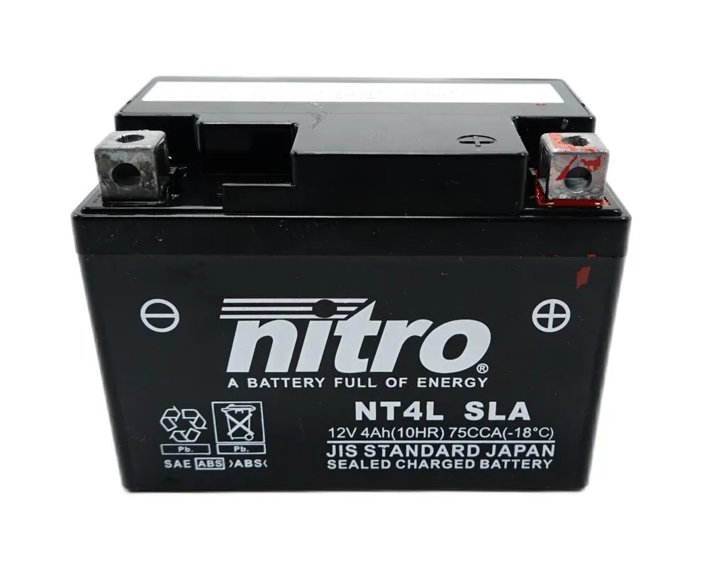 Nitro-NT4L-YTC4L-BS-SLA-GEL-AGM-Batterie-12V-4AH-6422 Nitro NT4L SLA GEL AGM Batterie 12V 4AH - Einbaufertig (YTC4L-BS YB4L-B YT4L-BS)