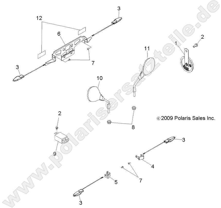 ELECTRICAL, TURN SIGNALS, HORN, MIRRORS and LICENSE PLATE HOLDER ELECTRICAL, TURN SIGNALS, HORN, MIRRORS and LICENSE PLATE HOLDER