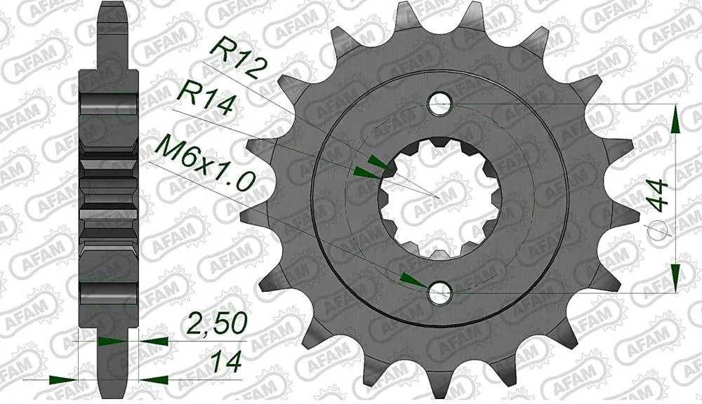 afam_ritzel_vorne_20614 AFAM Kettensatz Stahl 525 XRR 17x38 - Honda VT 750 S 2010-11