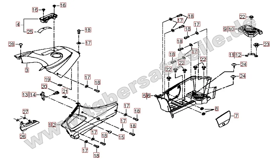 Fußstützen und Tankabdeckung Fußstützen und Tankabdeckung