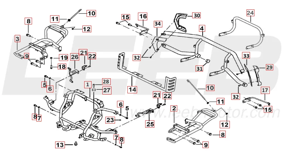 Sturzbügel vo. u. hi. - Fußstützen Sturzbügel vo. u. hi. - Fußstützen