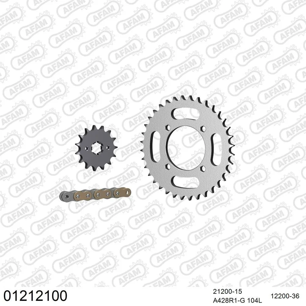 01212100 AFAM Kettensatz Stahl 428 R1-G 15x36 - Yamaha T 115 Crypton 2009 - 01212100