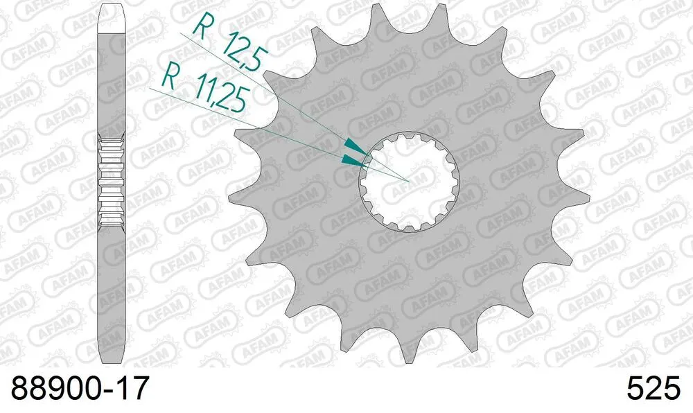 88900-17 AFAM Kettensatz Stahl 525 XSR2-G 17x37 - Triumph Bonneville Bobber 2017-23 - KIT107971