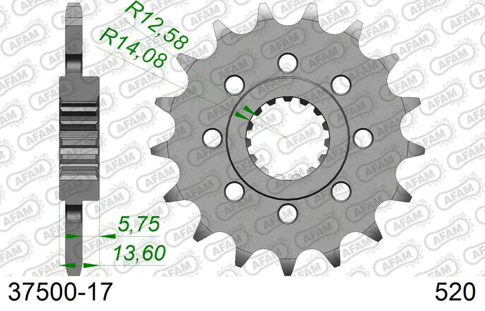 37500-17 AFAM Kettensatz Stahl 520 XSR-G 17x43 - Aprilia RS 660 2020-22 - 03573131