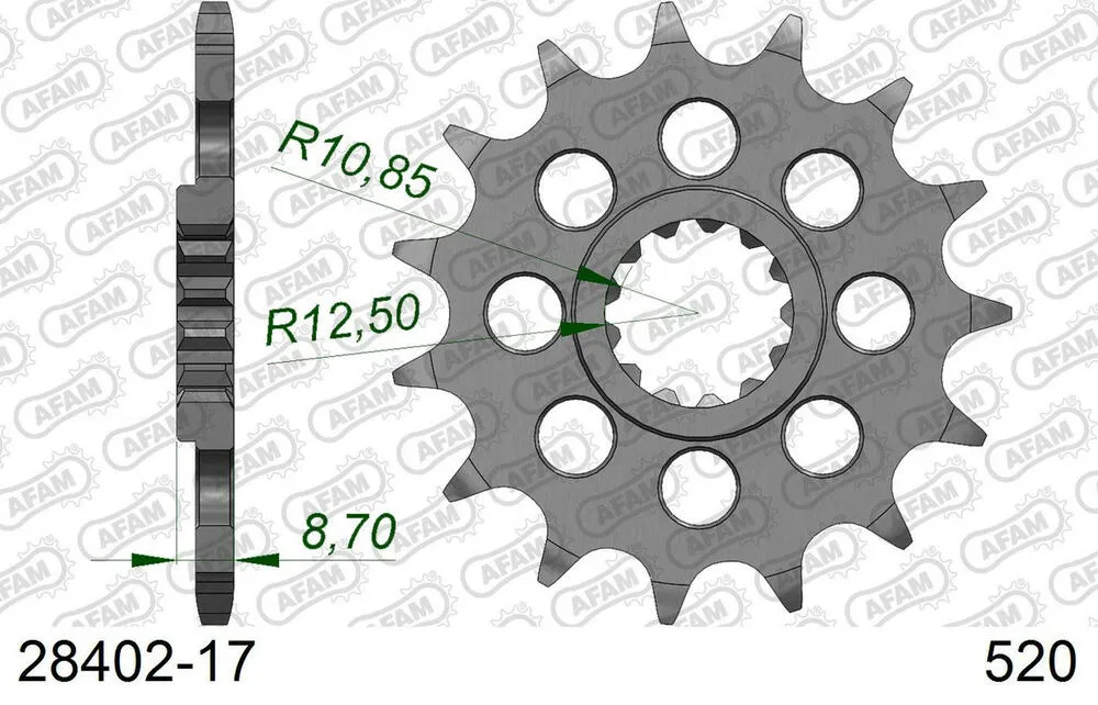 AFAM Racing Kettensatz Stahl 520 XHR2-G 17x39 - Kawasaki Ninja ZX 10 R 2011-15 - 01689410