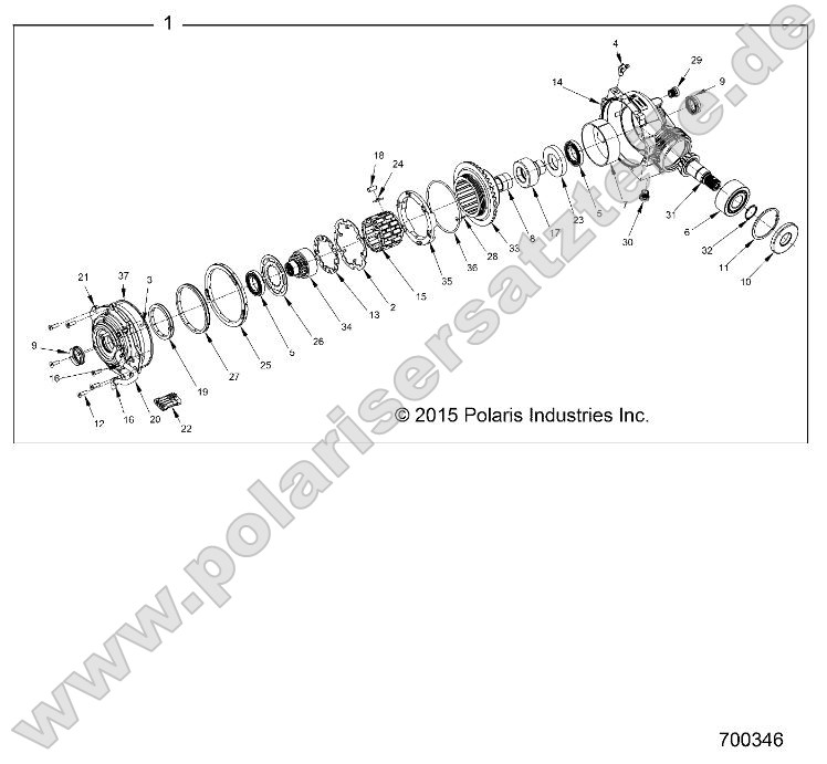 Drive Train, Front Gearcase Internals (700346) Drive Train, Front Gearcase Internals (700346)