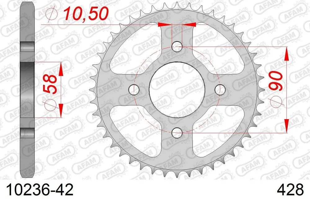10236-42 AFAM Kettensatz Stahl 428 R1-G 15x42 - Bullit 125 Hunt S 2017-18 - 09213107