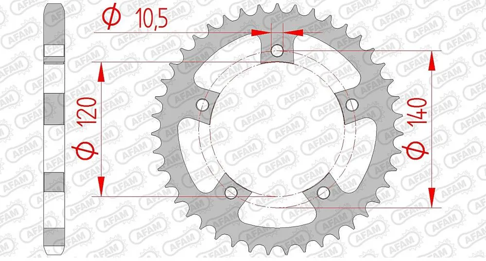 afam_kettenrad_hinten_86500 AFAM Kettensatz Stahl 525 XRR 17x43 - Triumph 800 Bonneville / T100 2001-06