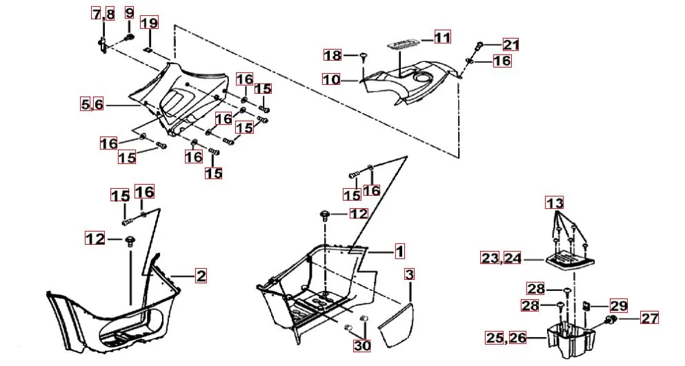 Fußstützen und Tankabdeckung