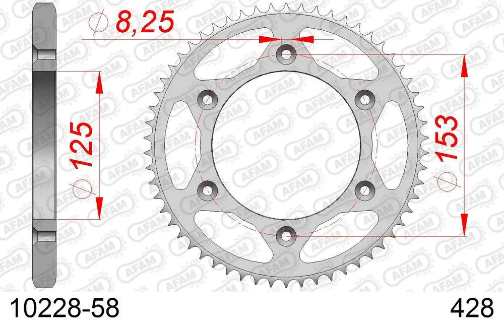 10228-58 AFAM Kettensatz Stahl 428 MX-G 14x58 - Hm-honda CRM F X 125 2009-11 - 11013636
