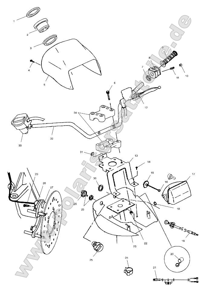 Handlebar and Headlight Pod Handlebar and Headlight Pod