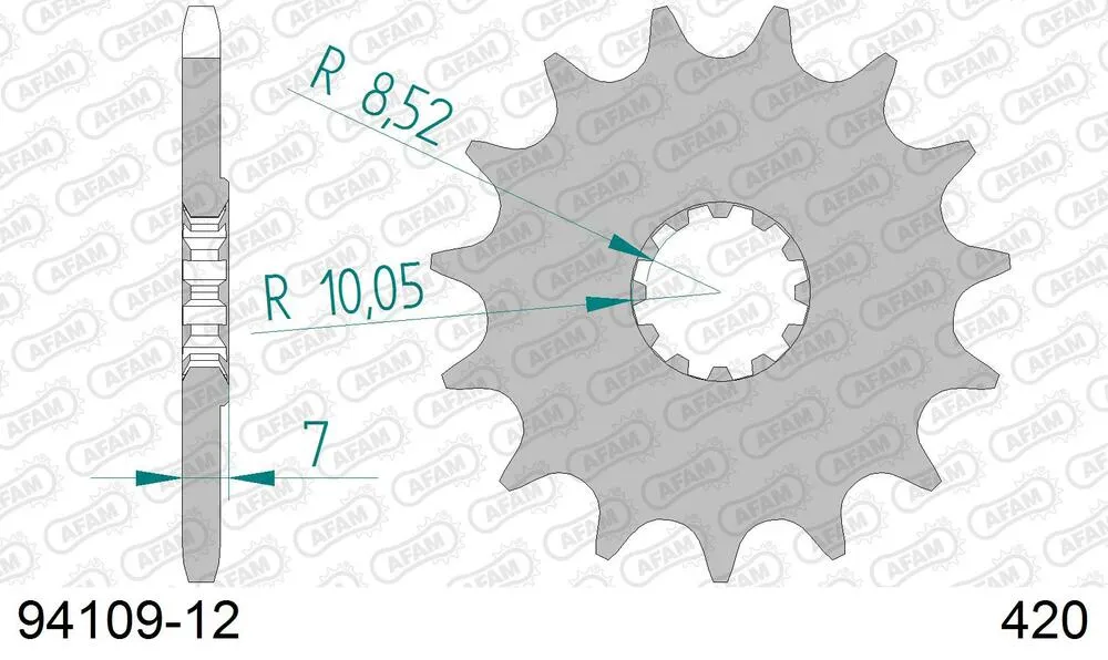 AFAM Kettensatz Stahl 420 R1-G 12x52 - MBK 50 X Limit Enduro 1997-02 - KIT107981
