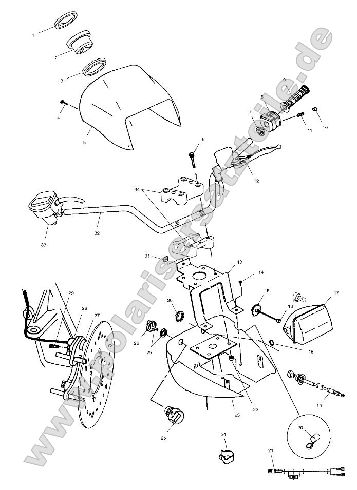 Handlebar and Headlight Pod Handlebar and Headlight Pod
