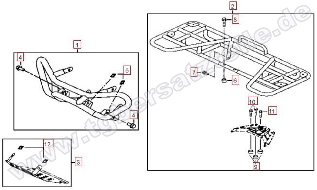 Stoßstange vorne-Gepäckträger hinten