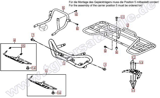 Stoßstange vorne-Gepäckträger hinten