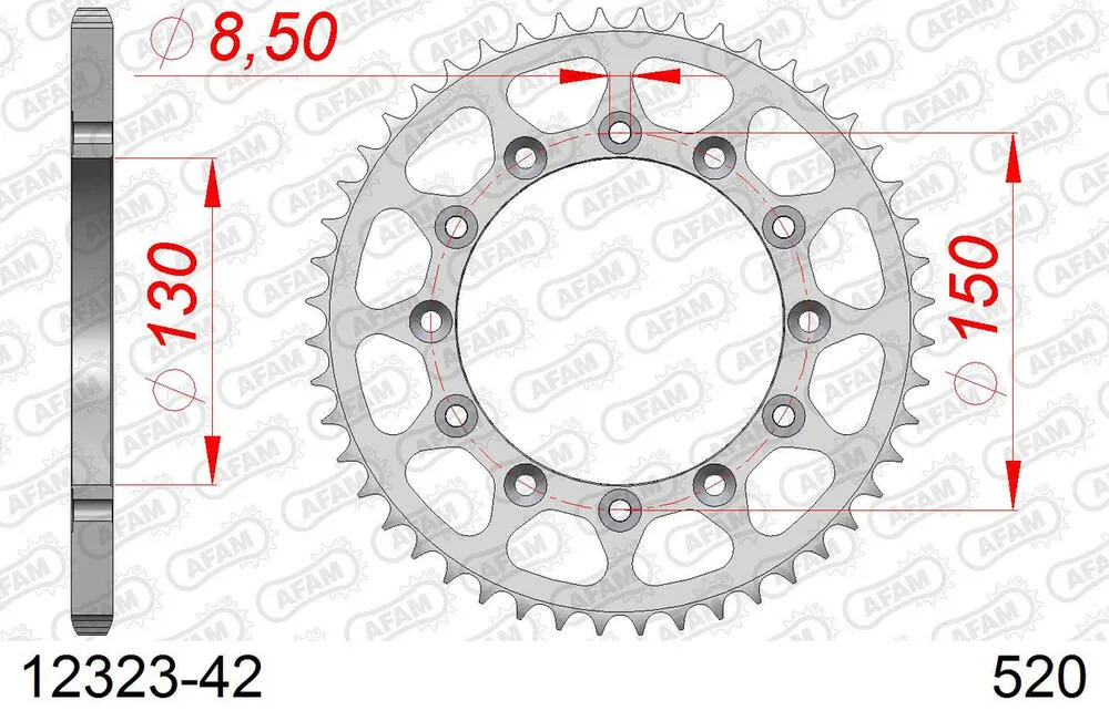 12323-42 AFAM Kettensatz Stahl 520 XRR3-G 13x42 - Yamaha WR 250 R 2008-16 - 01226501