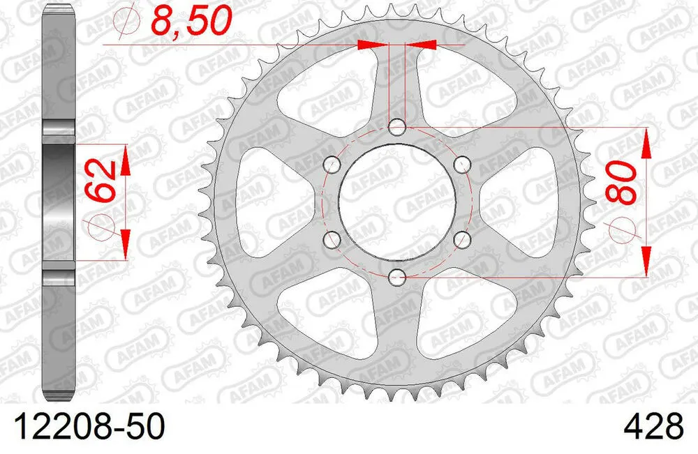 12208-50 AFAM Kettensatz Stahl 428 R1-G 14x50 - Yamaha TW 125 1999-01 - 01213100