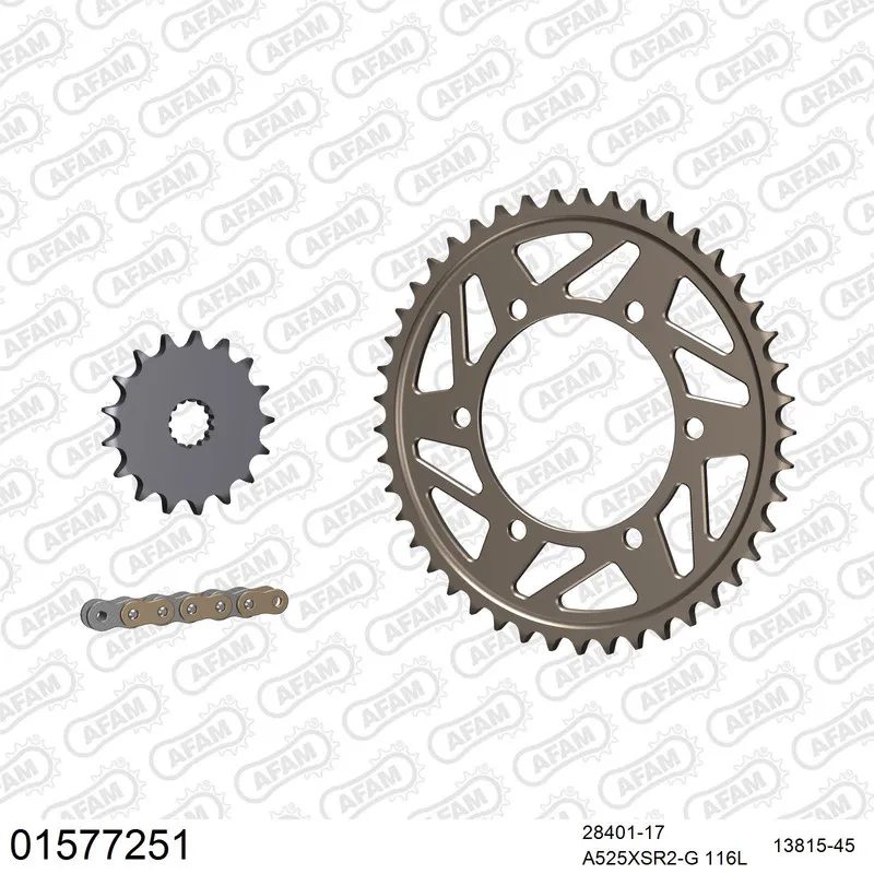 AFAM Kettensatz Aluminium 525 XSR2-G 17x45 - Suzuki GSX-R 750 2011-17 - 01577251