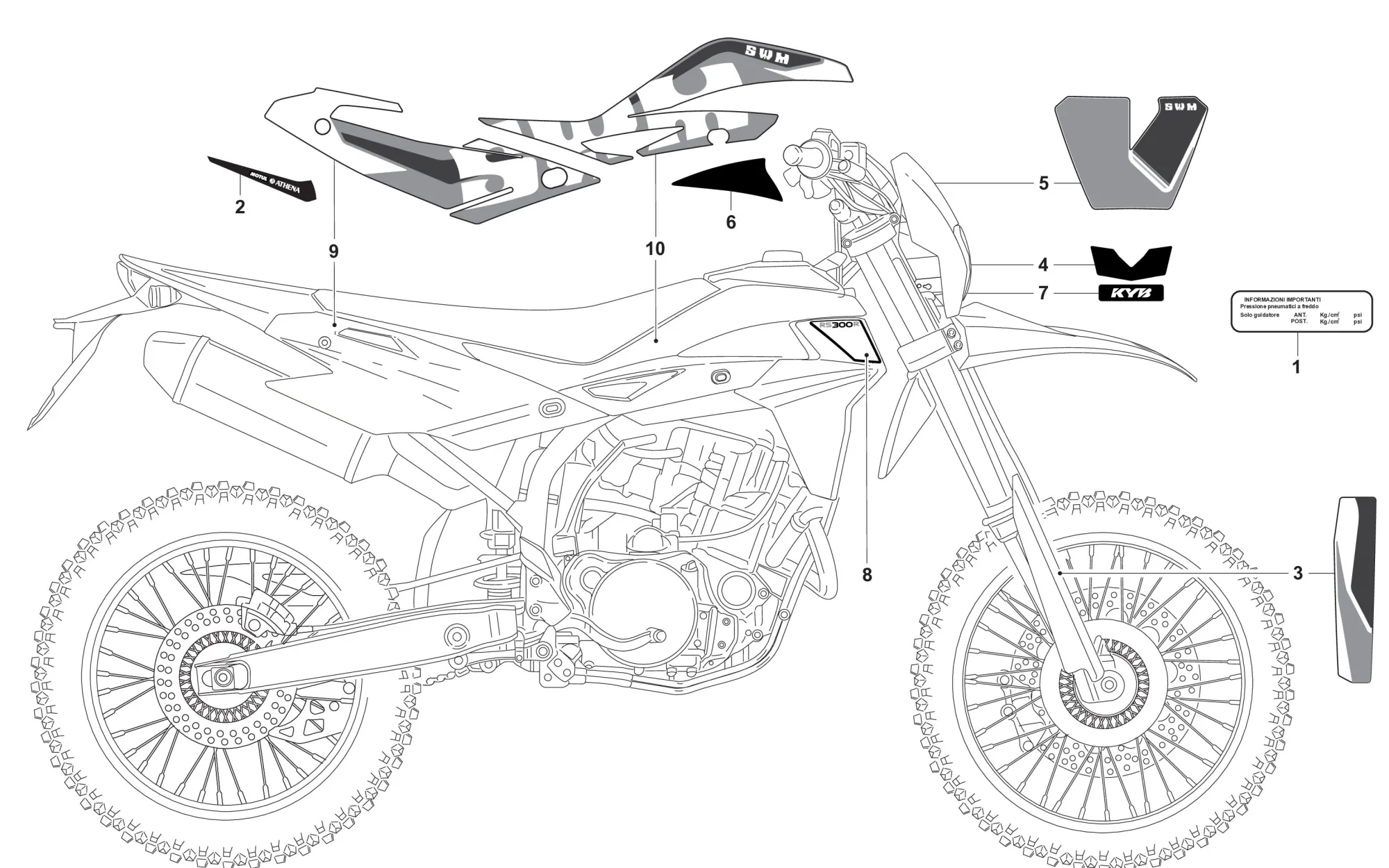 Aufkleber 300 für rotes Motorrad
