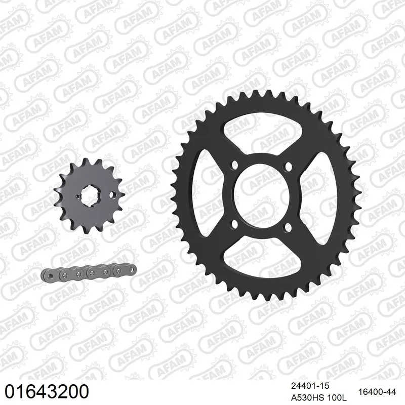 01643200 AFAM Kettensatz Stahl 530 HS 15x44 - Kawasaki Z 400 1978-80 - 01643200