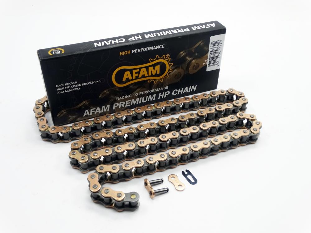 AFAM MX-G Kette 428 gold-schwarz - 122 Glieder - Clip Schloß - Motocross