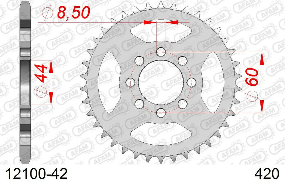 12100-42 AFAM Kettensatz Stahl 420 R1-G 13x42 - Yamaha FS1E 50 1974-79 - 01201204