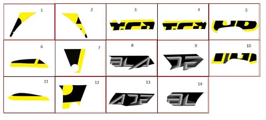 Aufkleber 2 schwarzmatt / gelb Aufkleber 2 schwarzmatt / gelb