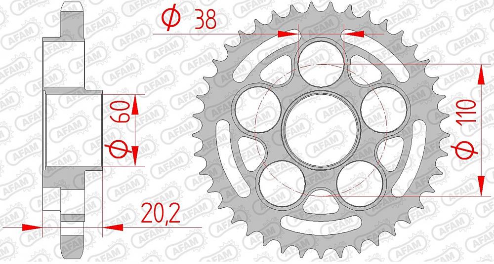 AFAM Kettensatz Stahl 525 XHR3-G 15x42 - Ducati 996 S4R Monster 2003-06