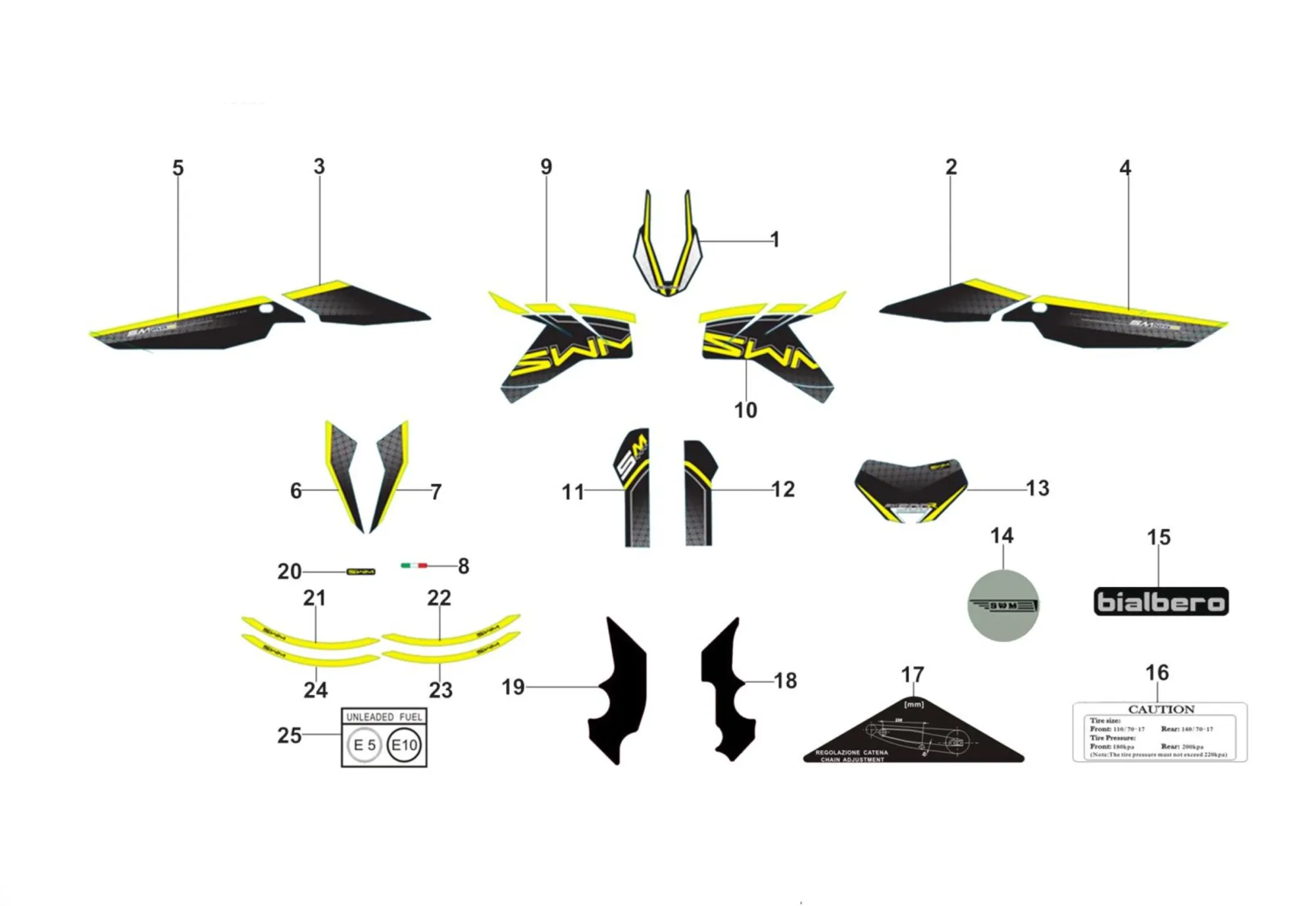 Aufklebersatz gelb Aufklebersatz gelb