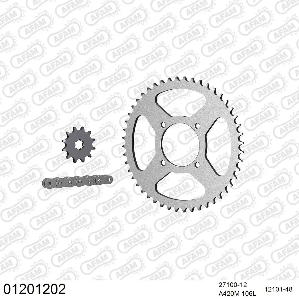 AFAM Kettensatz Stahl 420 M 12x48 - Yamaha RD 50 M 1979-80 - 01201202