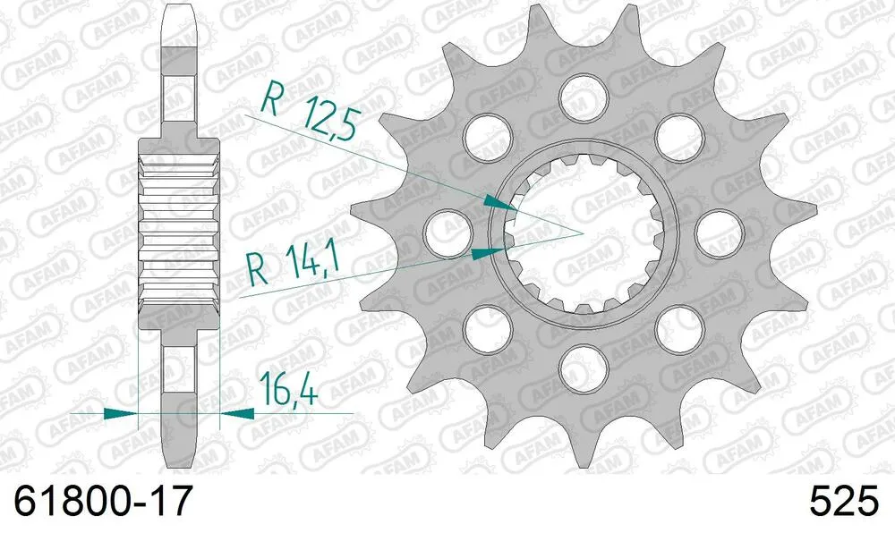 AFAM Kettensatz Stahl 525 XHR3-G 17x42 - KTM 950 Adventure 2002-20 - KIT105991